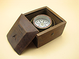 19th century Mariners compass gimbal mounted in mahogany case